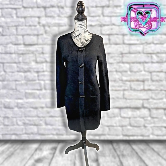 Vintage Retro Knit Duster Cardigan Sweater Dress - Picture 2 of 9